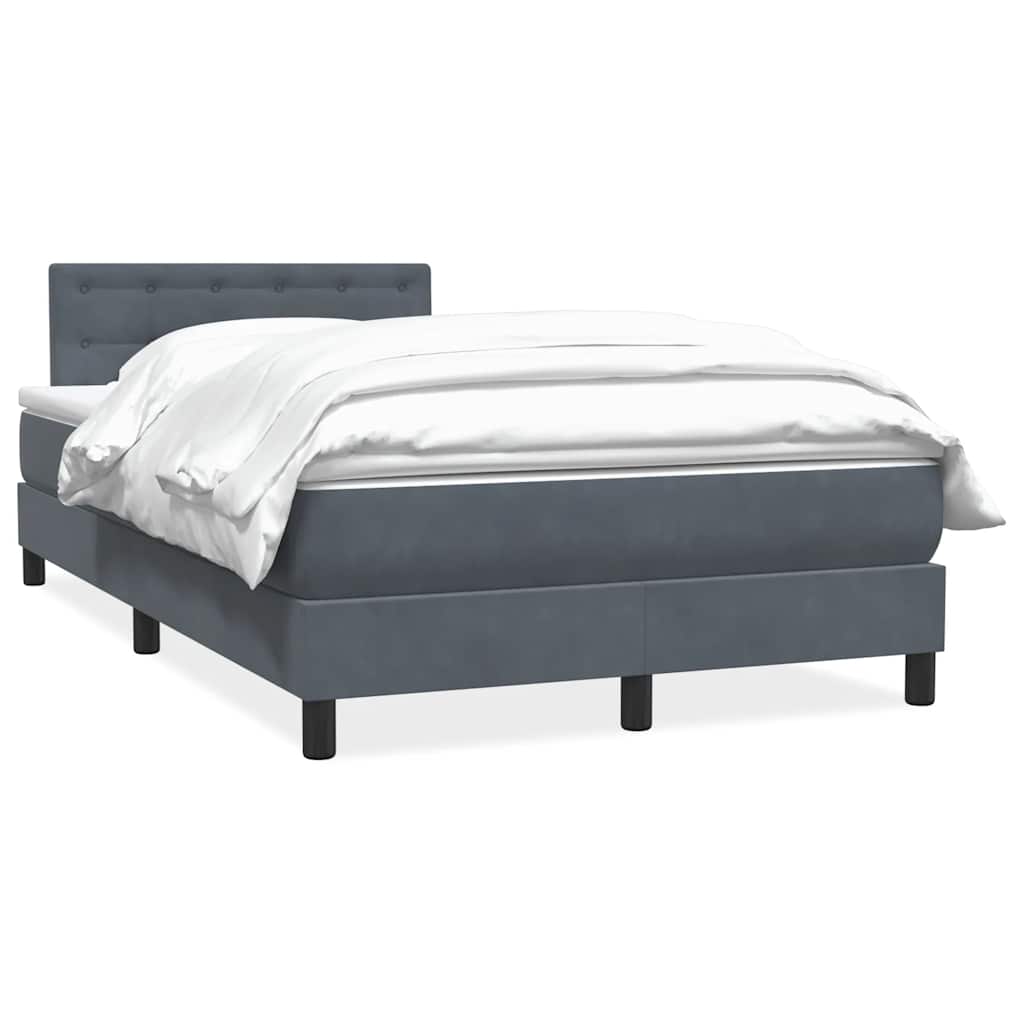 Κρεβάτι Boxspring με Στρώμα Σκούρο Γκρι 120x210 εκ. Βελούδινο - Pakobazaar