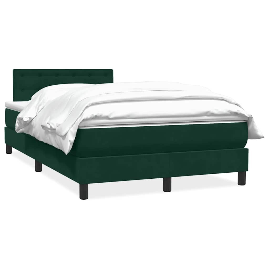 Κρεβάτι Boxspring με Στρώμα Σκούρο Πράσινο 120x210εκ. Βελούδινο - Pakobazaar