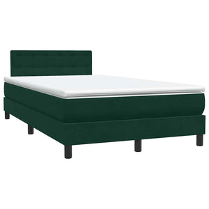 Κρεβάτι Boxspring με Στρώμα Σκούρο Πράσινο 120x210εκ. Βελούδινο - Pakobazaar