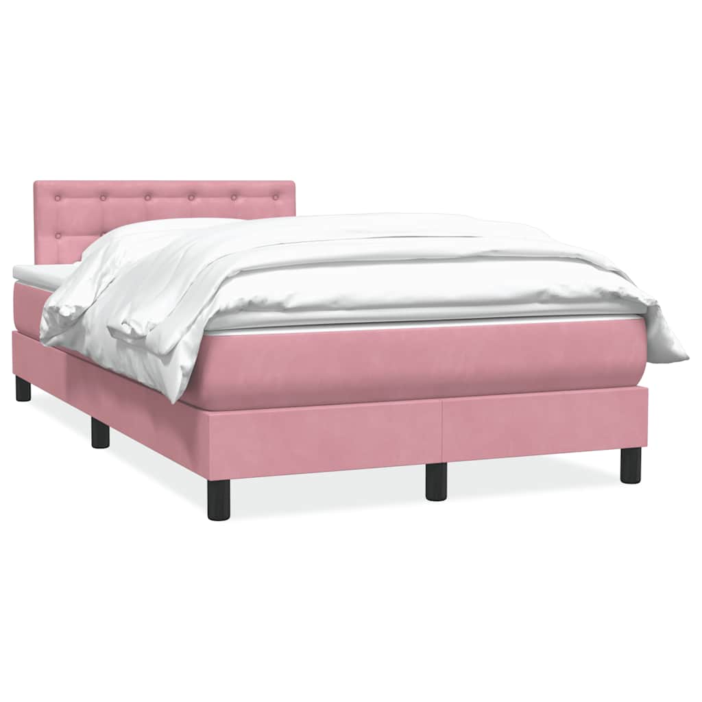 Κρεβάτι Boxspring με Στρώμα Ροζ 120x210 εκ. Βελούδινο - Pakobazaar