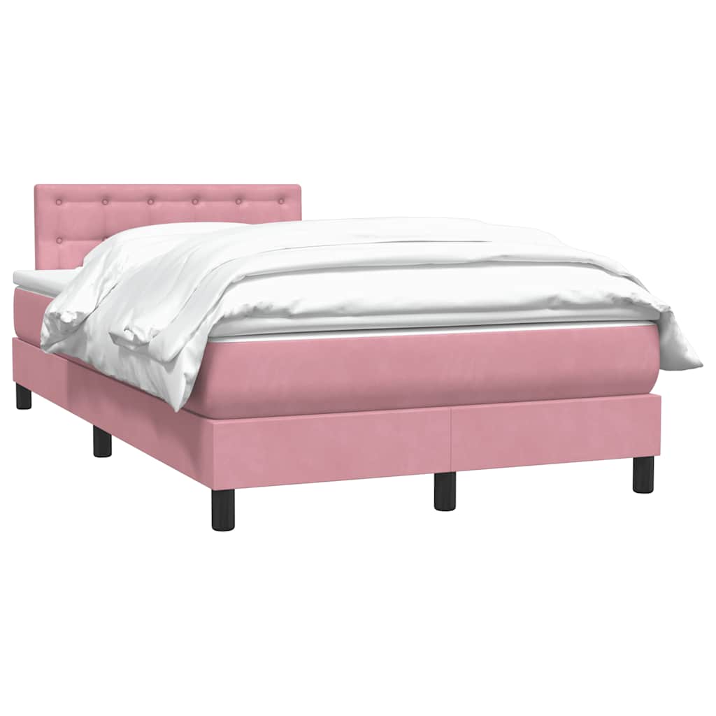 Κρεβάτι Boxspring με Στρώμα Ροζ 120x210 εκ. Βελούδινο - Pakobazaar