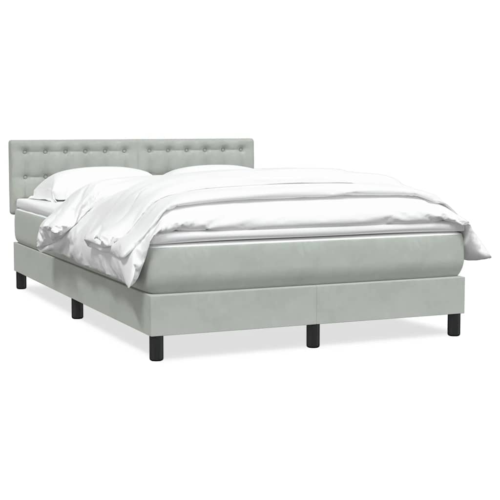 Κρεβάτι Boxspring με Στρώμα Ανοιχτό Γκρι 140x210 εκ. Βελούδινο