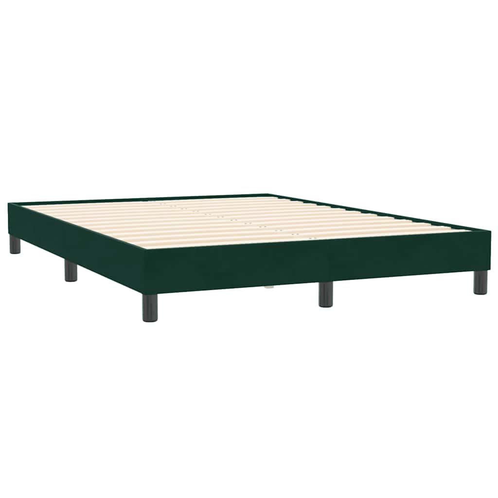 Κρεβάτι Boxspring με Στρώμα Σκούρο Πράσινο 140x210εκ. Βελούδινο