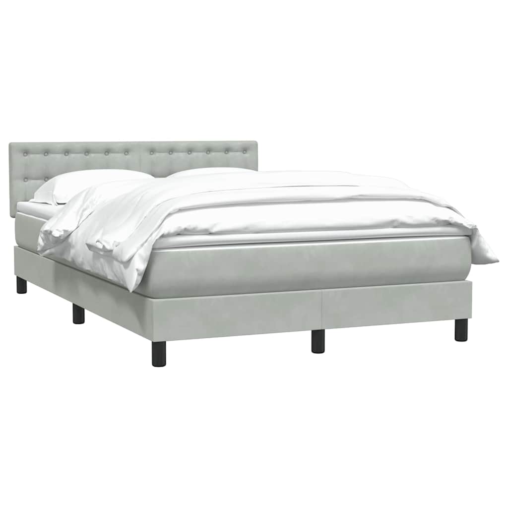 Κρεβάτι Boxspring με Στρώμα Ανοιχτό Γκρι 160x210 εκ. Βελούδινο