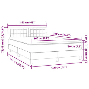 Κρεβάτι Boxspring με Στρώμα Σκούρο Γκρι 160x210 εκ. Βελούδινο - Pakobazaar