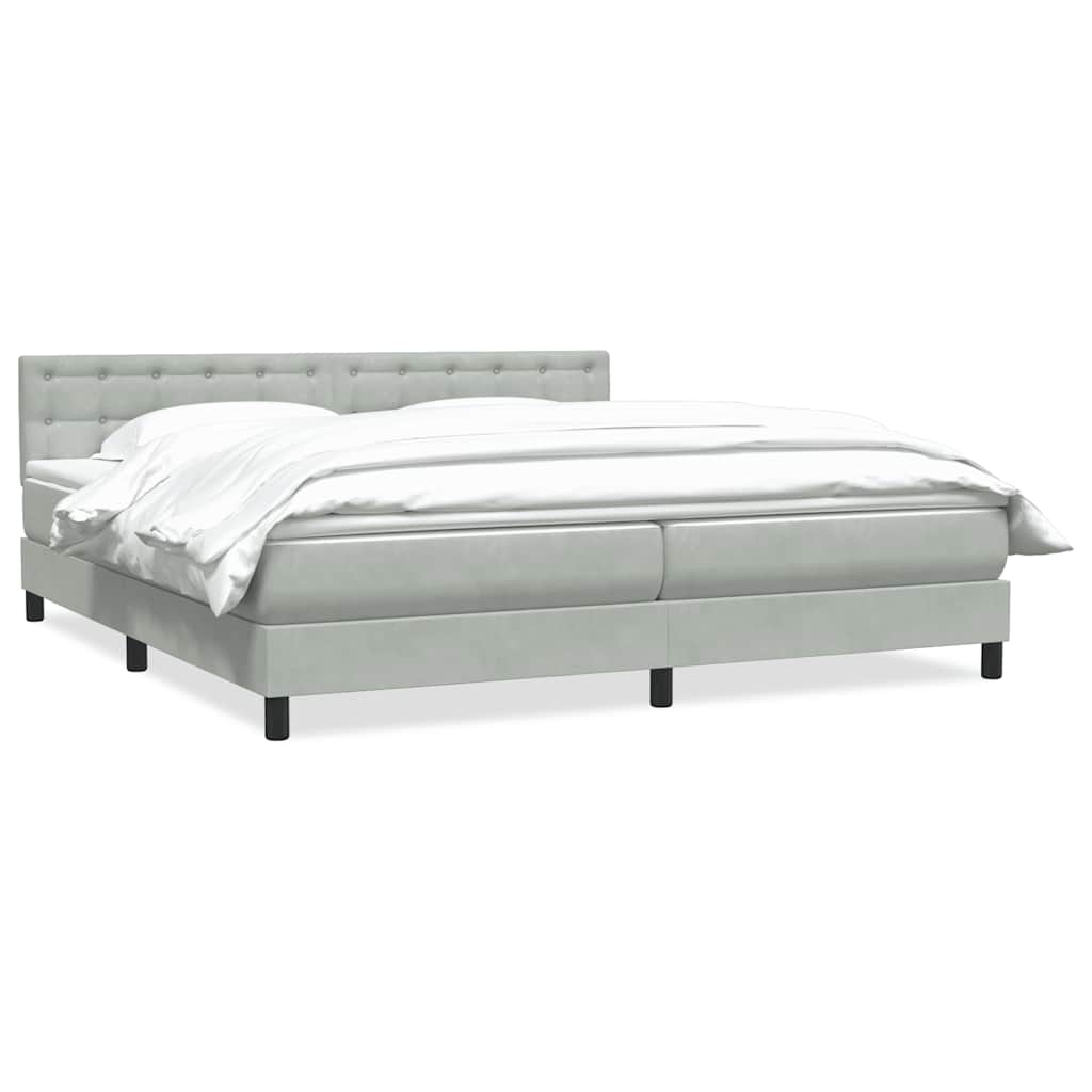 Κρεβάτι Boxspring με Στρώμα Ανοιχτό Γκρι 180x210 εκ. Βελούδινο - Pakobazaar
