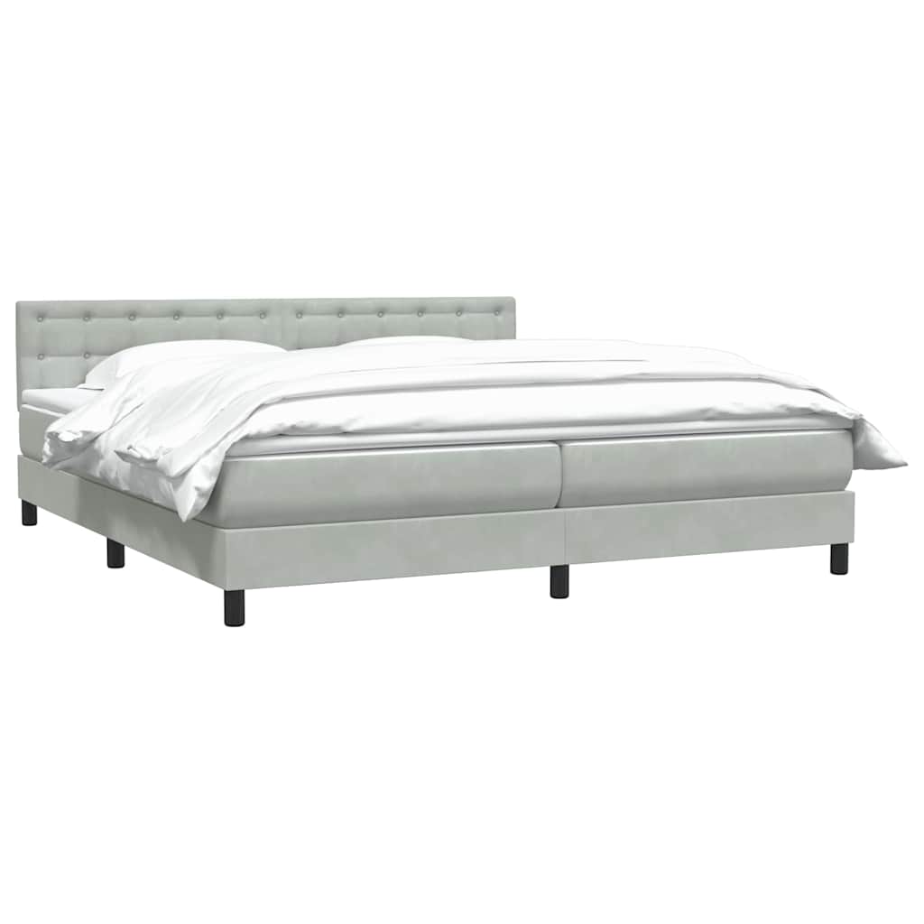 Κρεβάτι Boxspring με Στρώμα Ανοιχτό Γκρι 180x210 εκ. Βελούδινο - Pakobazaar