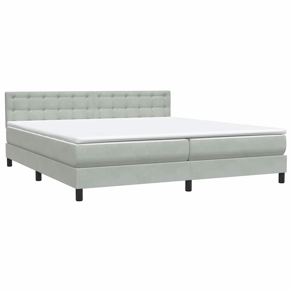 Κρεβάτι Boxspring με Στρώμα Ανοιχτό Γκρι 180x210 εκ. Βελούδινο