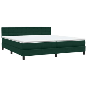 Κρεβάτι Boxspring με Στρώμα Σκούρο Πράσινο 180x210εκ. Βελούδινο