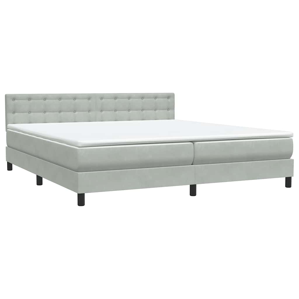 Box Spring κρεβάτι με στρώμα ανοιχτό γκρι 200x210 cm Βελούδινο - Pakobazaar