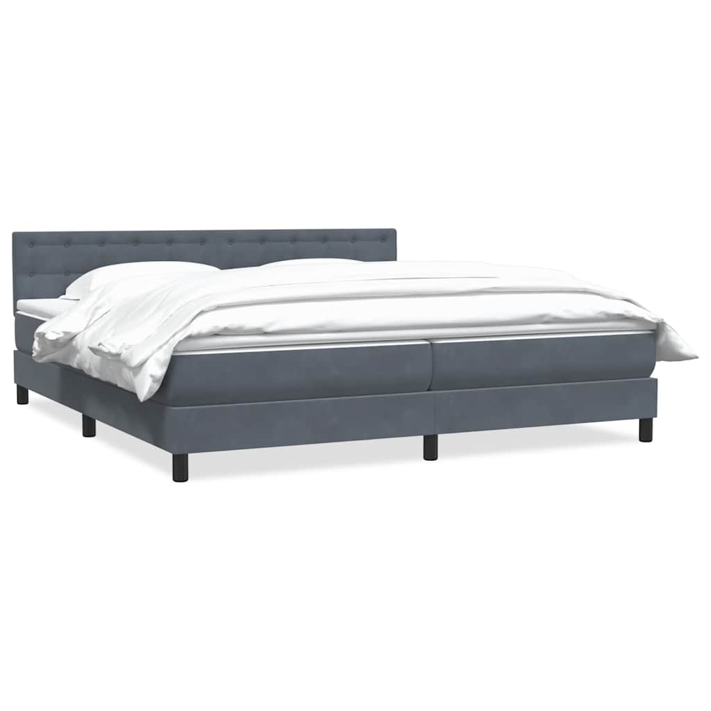 Κρεβάτι Boxspring με Στρώμα Σκούρο Γκρι 200x210 εκ. Βελούδινο - Pakobazaar