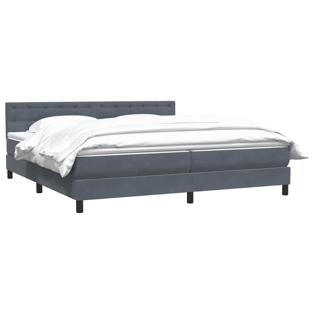 Κρεβάτι Boxspring με Στρώμα Σκούρο Γκρι 200x210 εκ. Βελούδινο - Pakobazaar