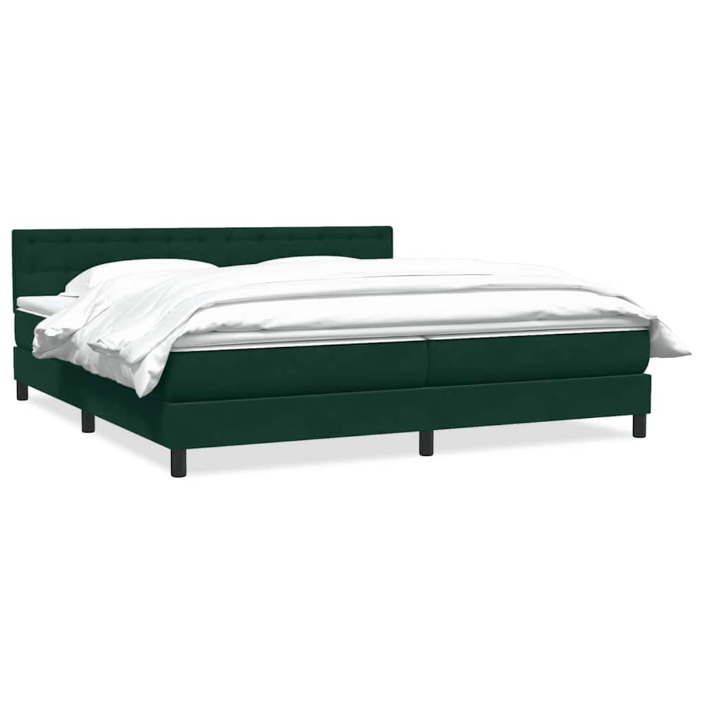 Κρεβάτι Boxspring με Στρώμα Σκούρο Πράσινο 200x210εκ. Βελούδινο - Pakobazaar