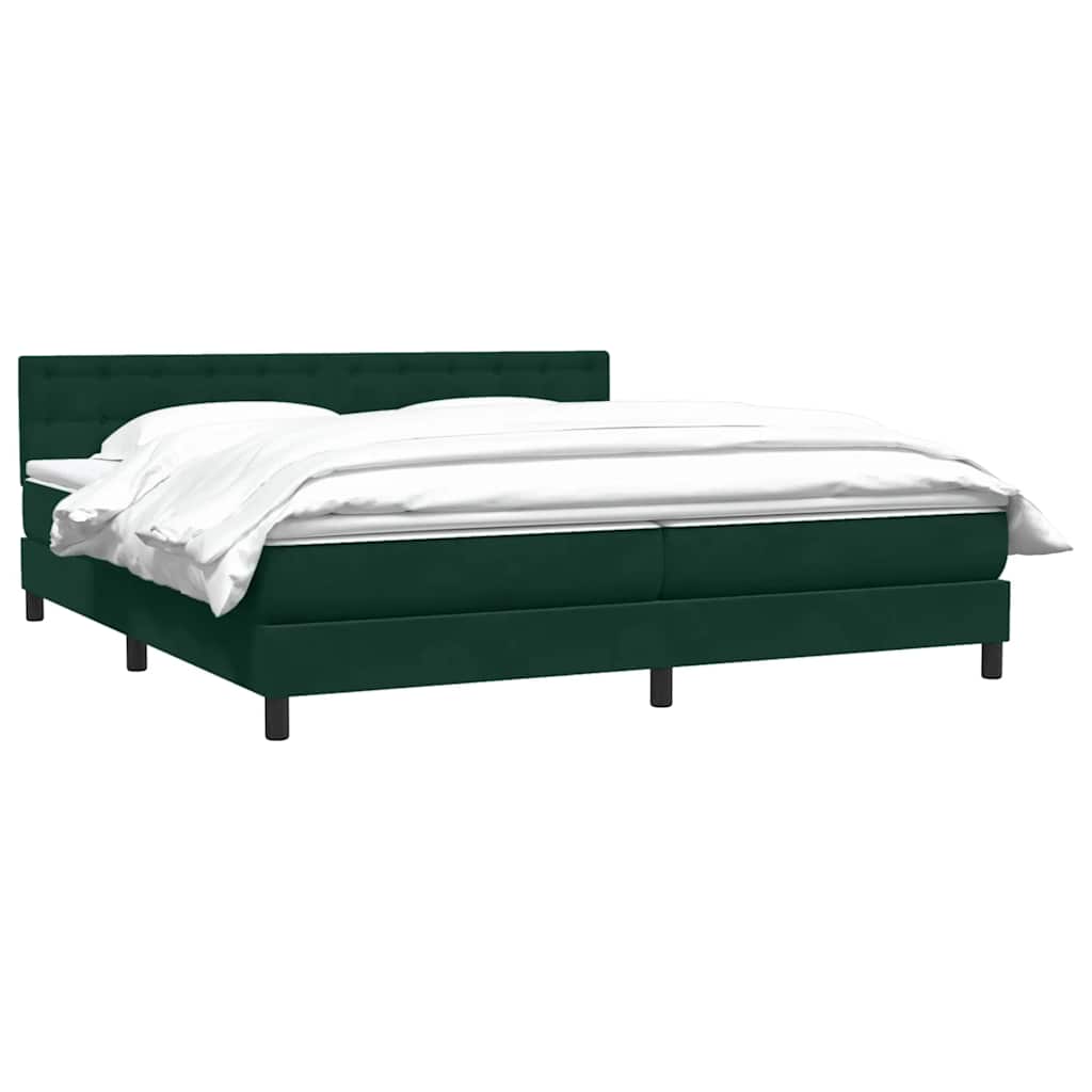 Κρεβάτι Boxspring με Στρώμα Σκούρο Πράσινο 200x210εκ. Βελούδινο - Pakobazaar