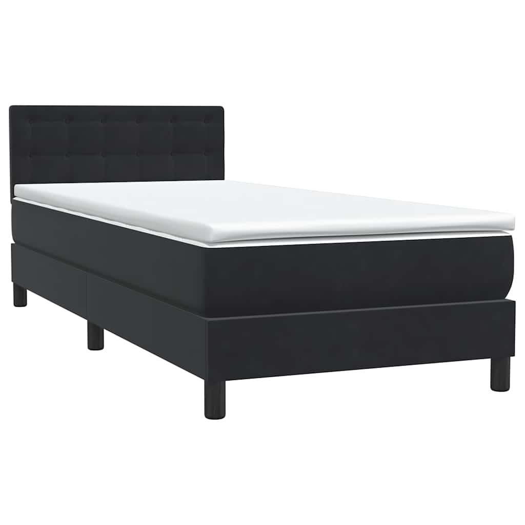 Κρεβάτι Boxspring με Στρώμα Μαύρο 80x220 εκ. Βελούδινο