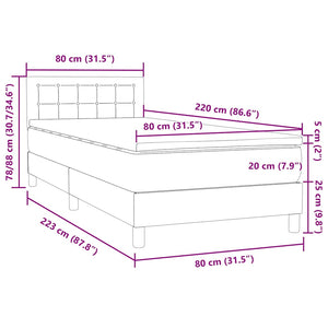 Κρεβάτι Boxspring με Στρώμα Ροζ 80x220 εκ. Βελούδινο