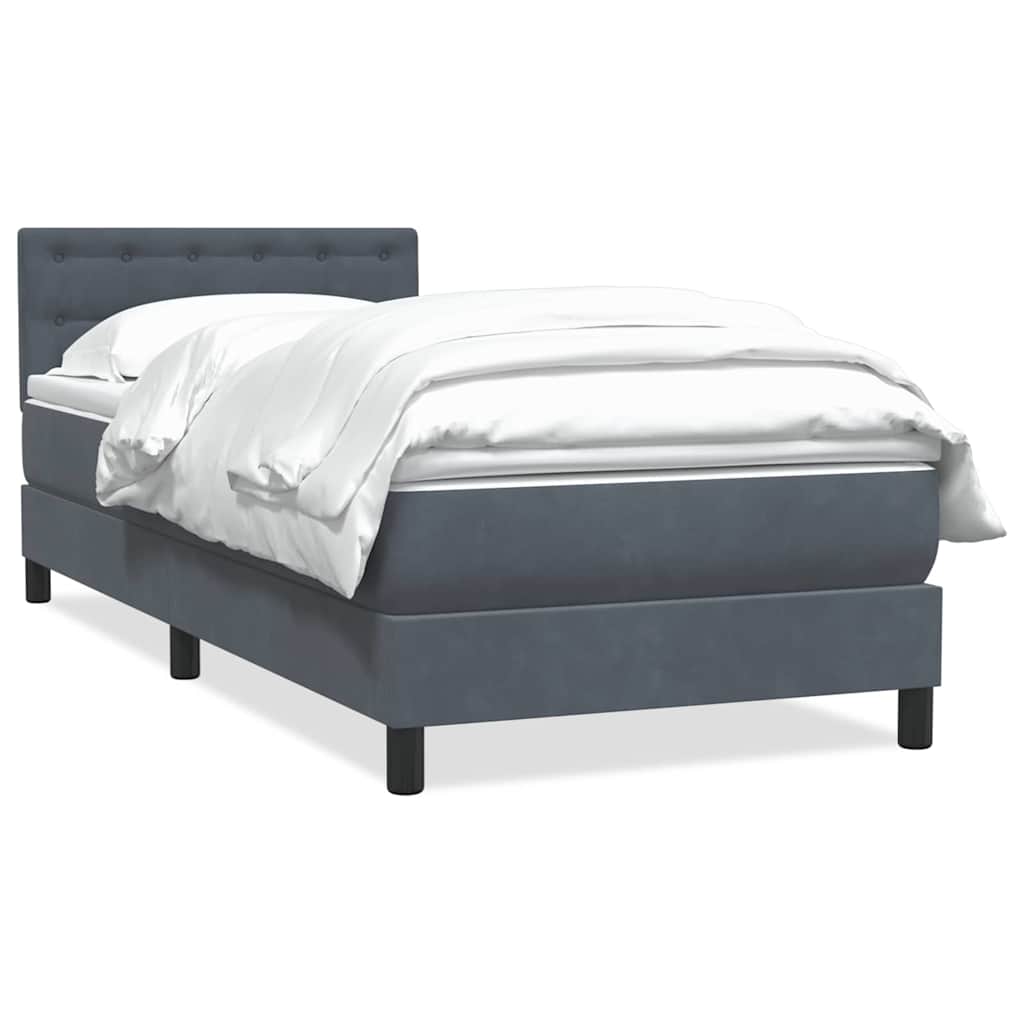 Κρεβάτι Boxspring με Στρώμα Σκούρο Γκρι 90x220 εκ. Βελούδινο