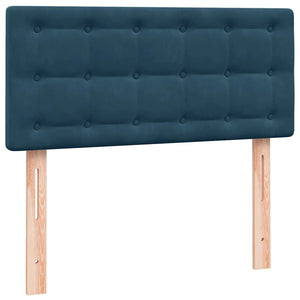 Κρεβάτι Boxspring με Στρώμα Σκούρο Μπλε 90x220 εκ. Βελούδινο - Pakobazaar