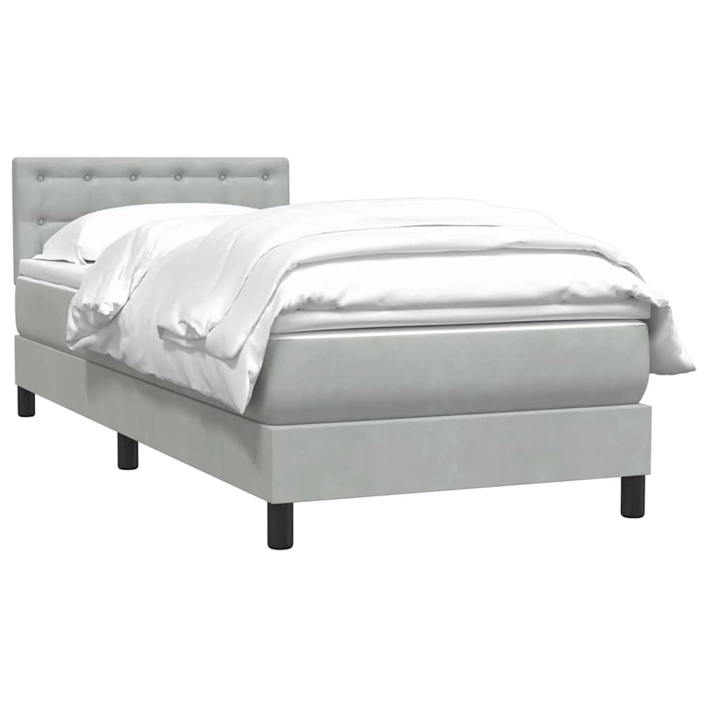 Box Spring κρεβάτι με στρώμα ανοιχτό γκρι 100x220 εκ. Βελούδινο - Pakobazaar
