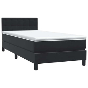 Box Spring Κρεβάτι με στρώμα Μαύρο 100x220 εκ. Βελούδινο - Pakobazaar