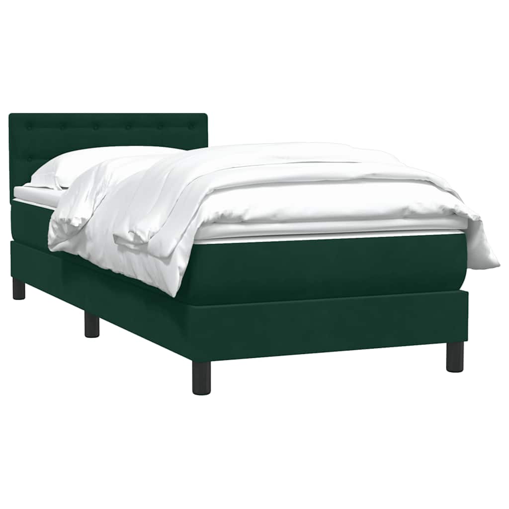 Box Spring κρεβάτι με στρώμα σκούρο πράσινο 100x220cm Βελούδινο - Pakobazaar