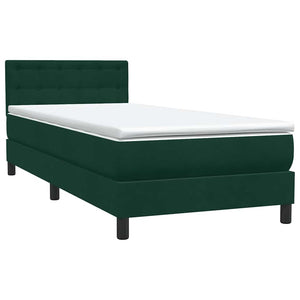 Box Spring κρεβάτι με στρώμα σκούρο πράσινο 100x220cm Βελούδινο - Pakobazaar