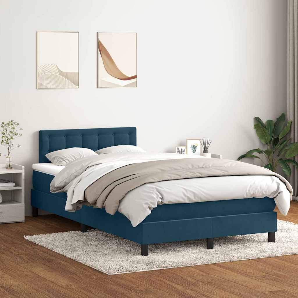 Box Spring κρεβάτι με στρώμα σκούρο μπλε 100x220 cm Βελούδινο - Pakobazaar