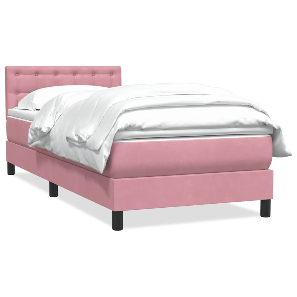 Box Spring κρεβάτι με στρώμα ροζ 100x220 cm Βελούδινο - Pakobazaar