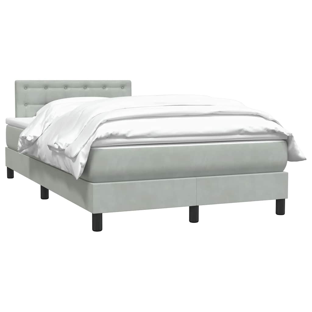 Κρεβάτι Boxspring με Στρώμα Ανοιχτό Γκρι 120x220 εκ. Βελούδινο