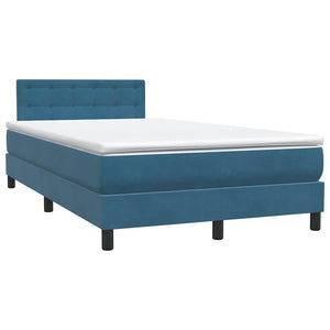 Box Spring κρεβάτι με στρώμα σκούρο μπλε 120x220 cm Βελούδινο