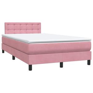 Box Spring κρεβάτι με στρώμα ροζ 120x220 cm Βελούδινο