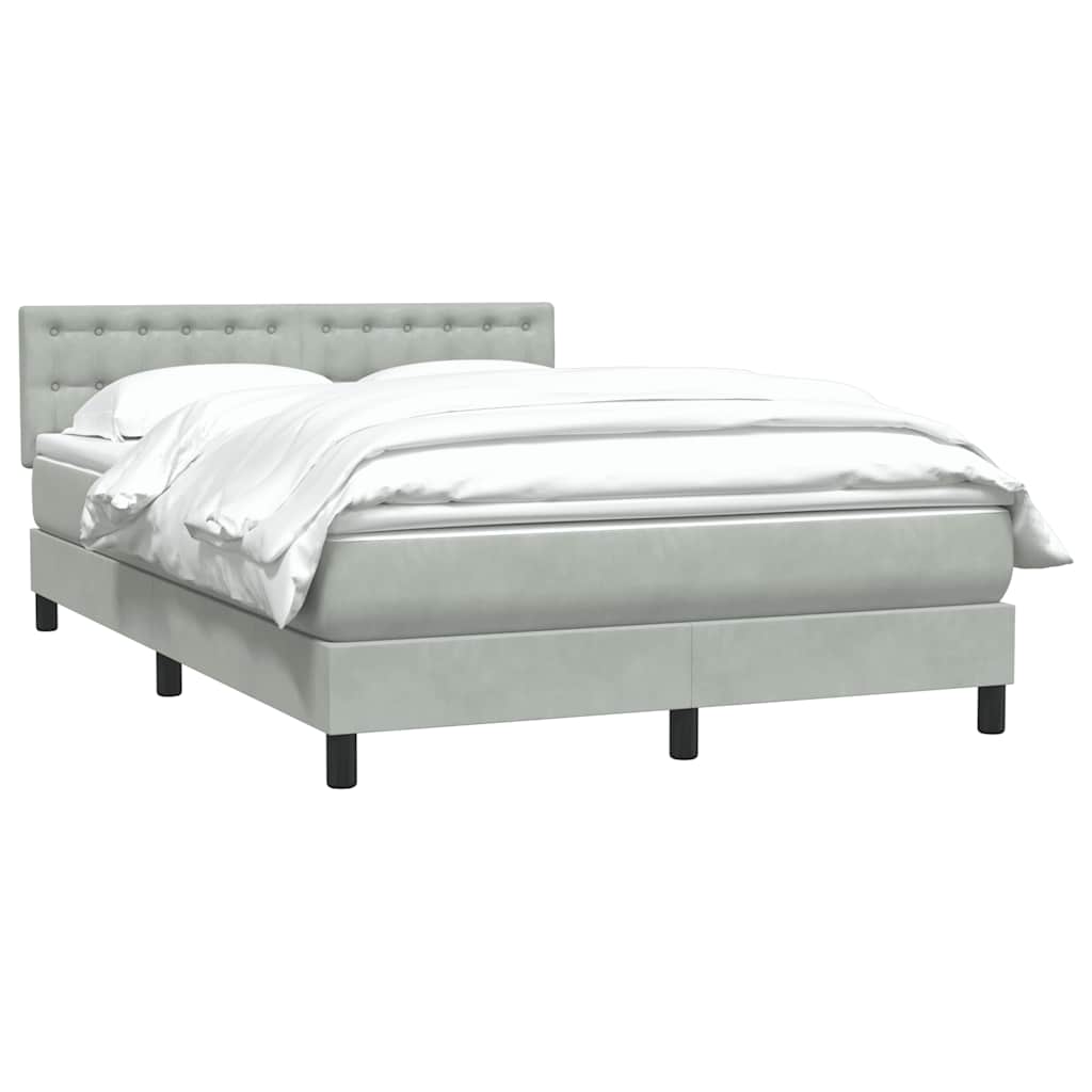 Κρεβάτι Boxspring με Στρώμα Ανοιχτό Γκρι 140x220 εκ. Βελούδινο - Pakobazaar