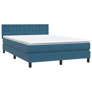 Box Spring κρεβάτι με στρώμα σκούρο μπλε 140x220 cm Βελούδινο