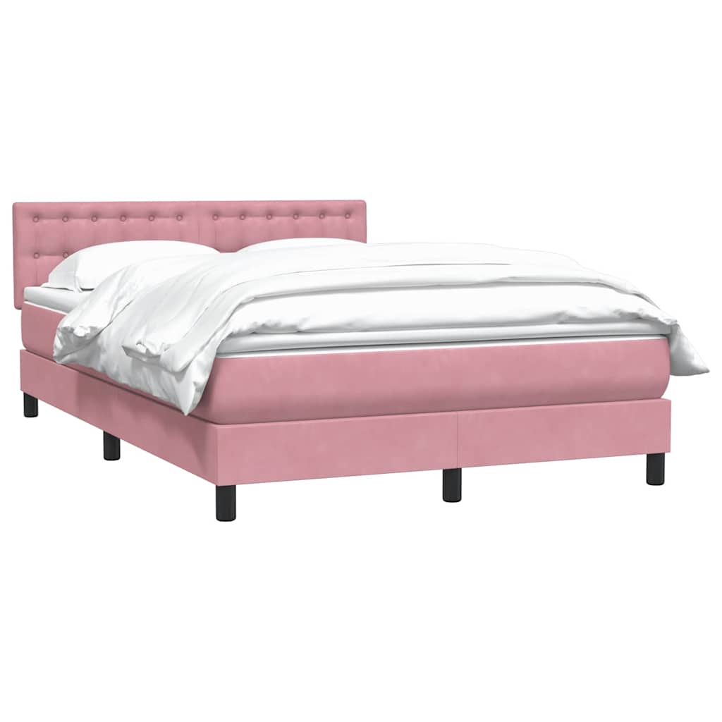 Box Spring κρεβάτι με στρώμα ροζ 140x220 cm Βελούδινο - Pakobazaar