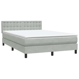 Κρεβάτι Boxspring με Στρώμα Ανοιχτό Γκρι 160x220 εκ. Βελούδινο