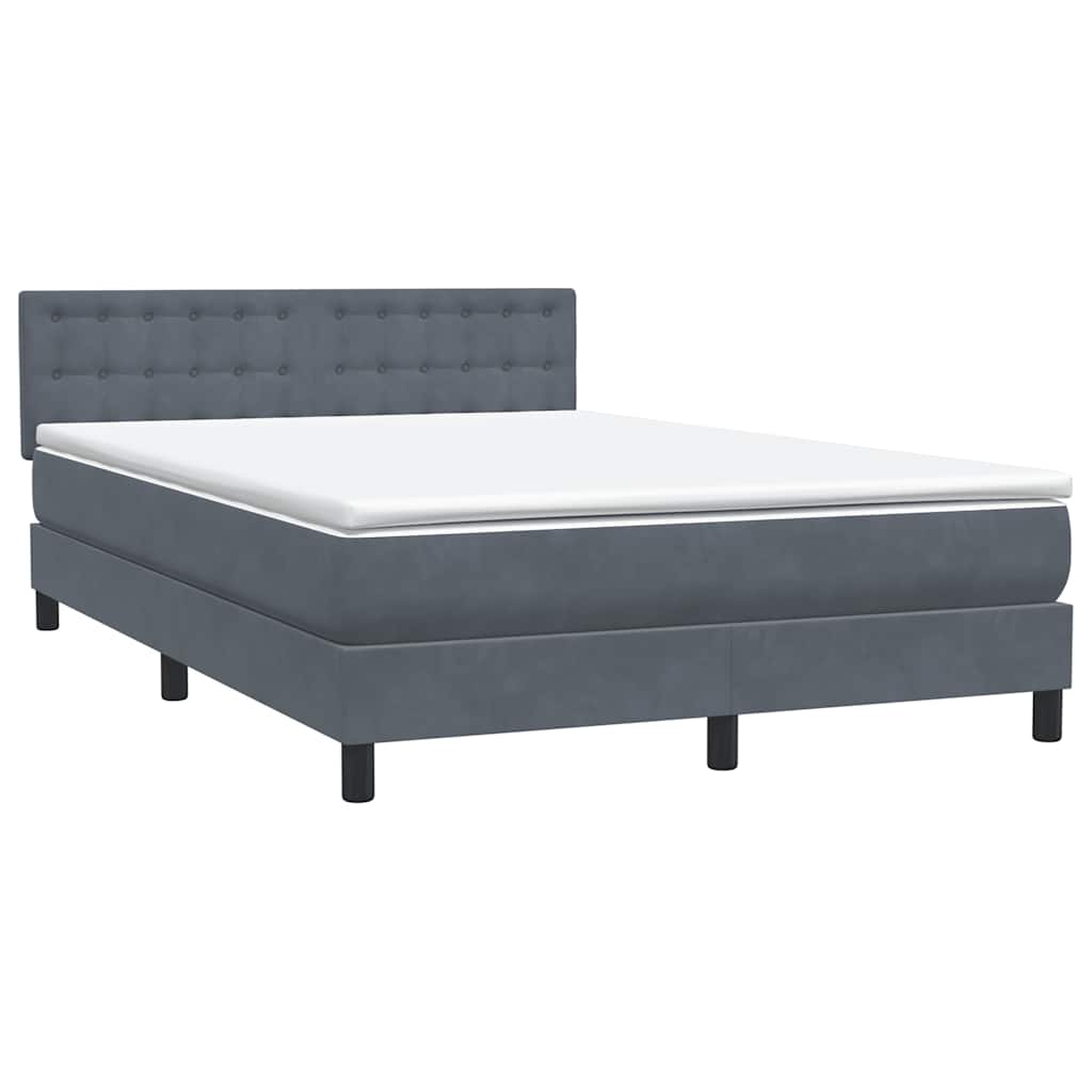 Box Spring Κρεβάτι με στρώμα Σκούρο γκρι 160x220 cm Βελούδινο