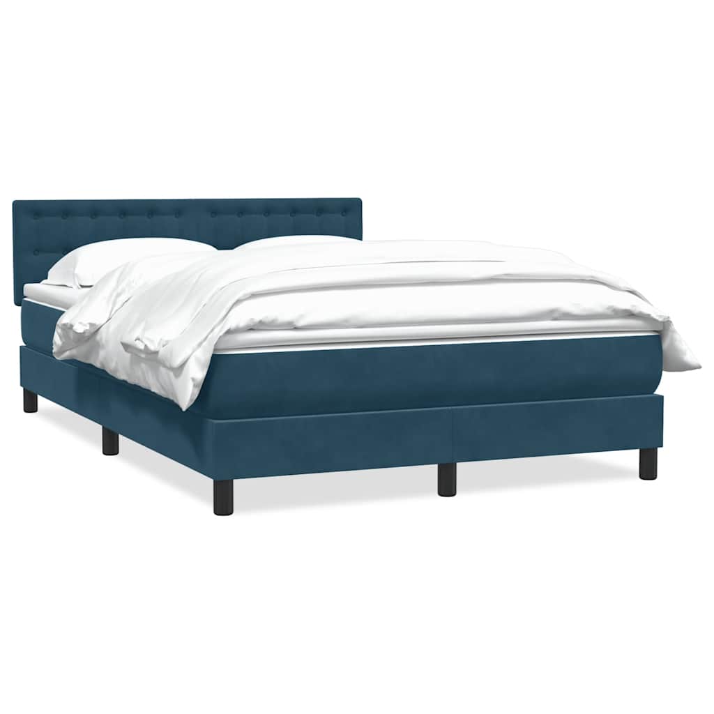 Box Spring κρεβάτι με στρώμα σκούρο μπλε 160x220 cm Βελούδινο - Pakobazaar