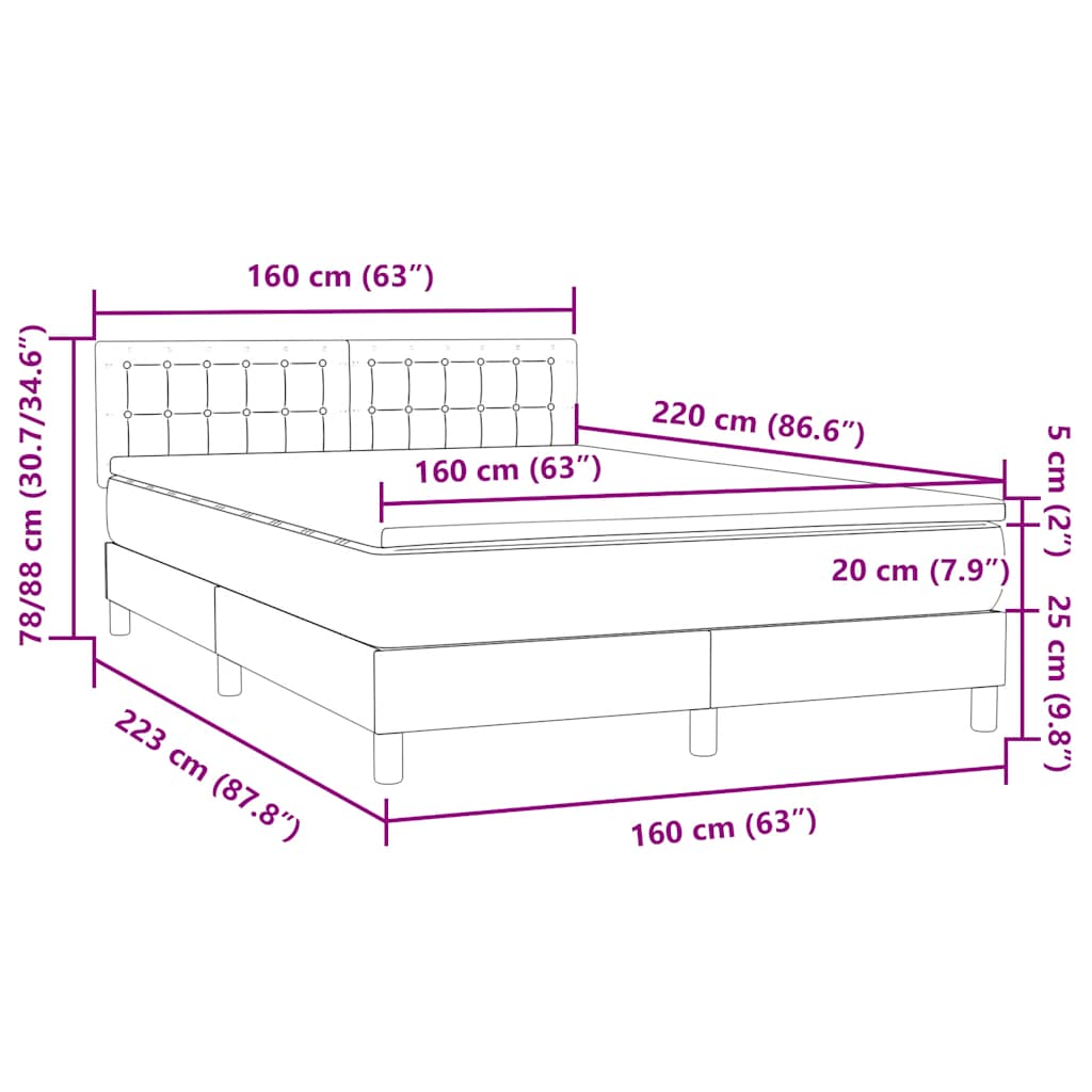 Box Spring κρεβάτι με στρώμα ροζ 160x220 cm Βελούδινο