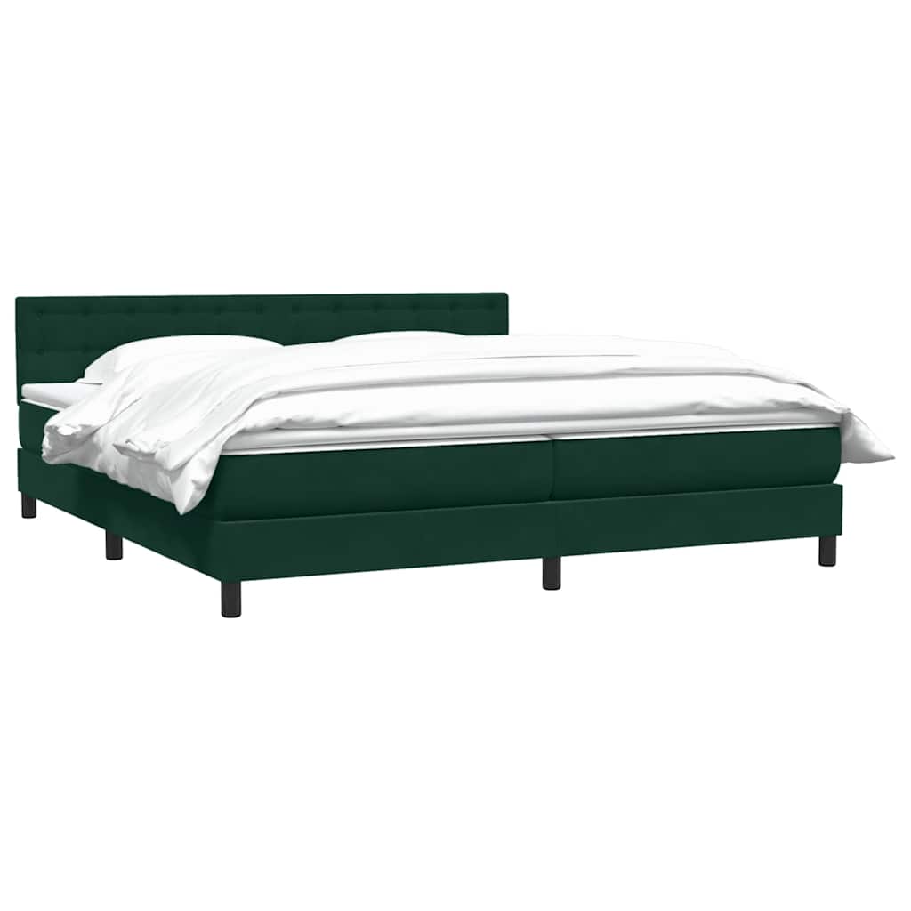 Box Spring κρεβάτι με στρώμα σκούρο πράσινο 180x220cm Βελούδινο - Pakobazaar