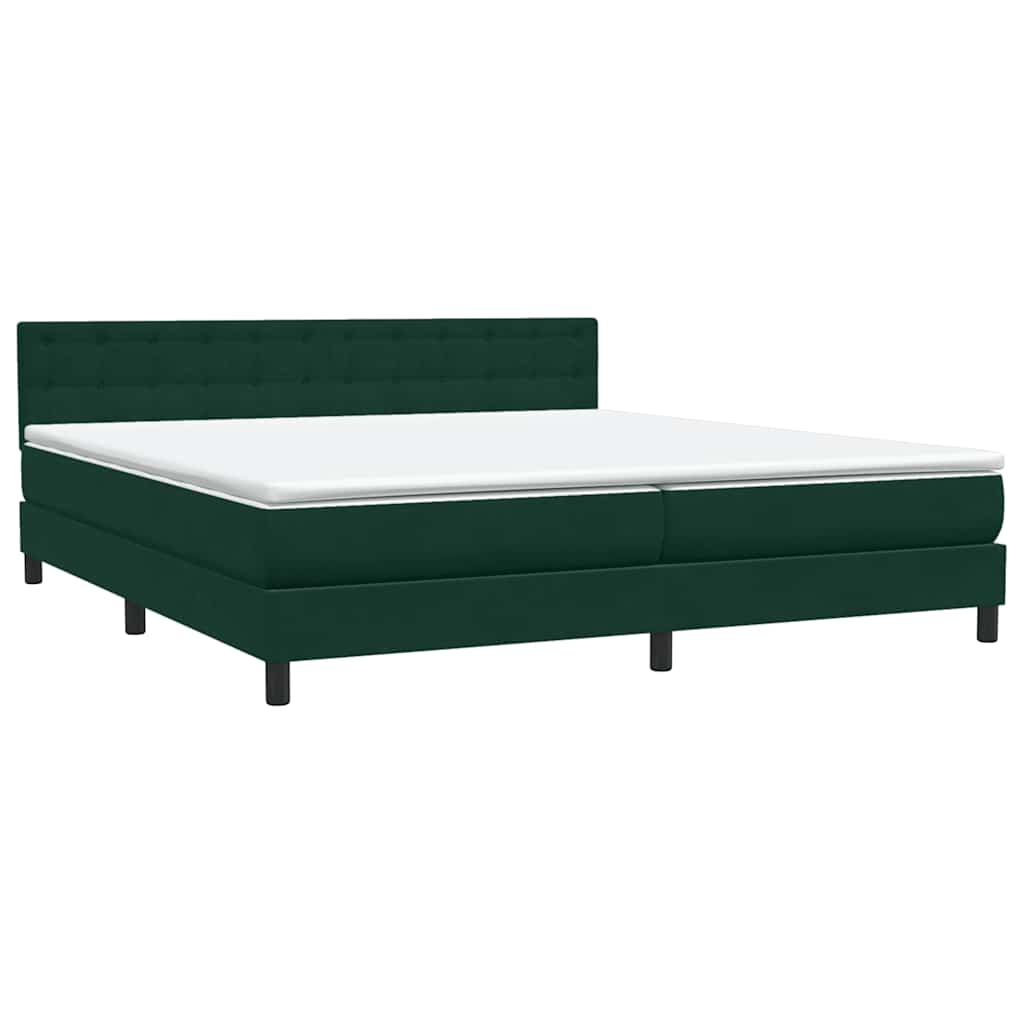 Box Spring κρεβάτι με στρώμα σκούρο πράσινο 180x220cm Βελούδινο - Pakobazaar