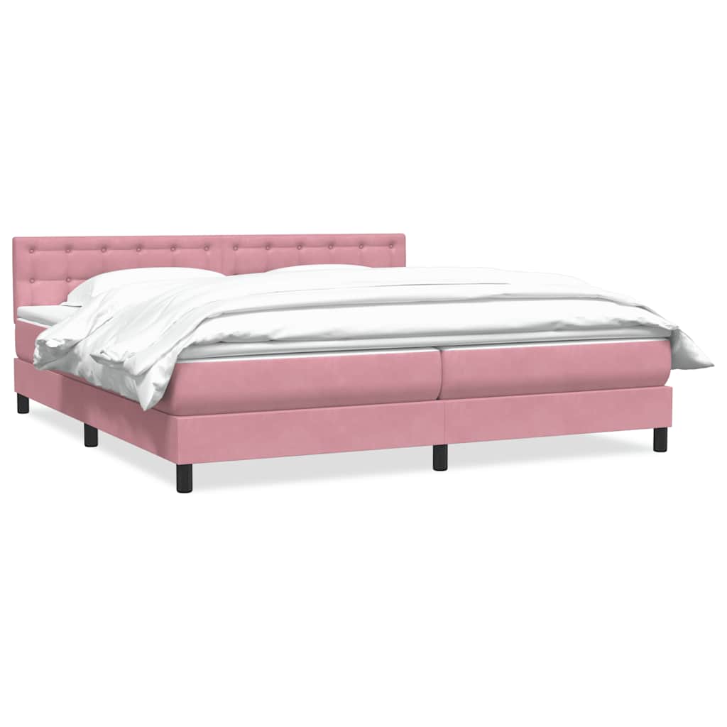 Box Spring κρεβάτι με στρώμα ροζ 180x220 cm Βελούδινο - Pakobazaar