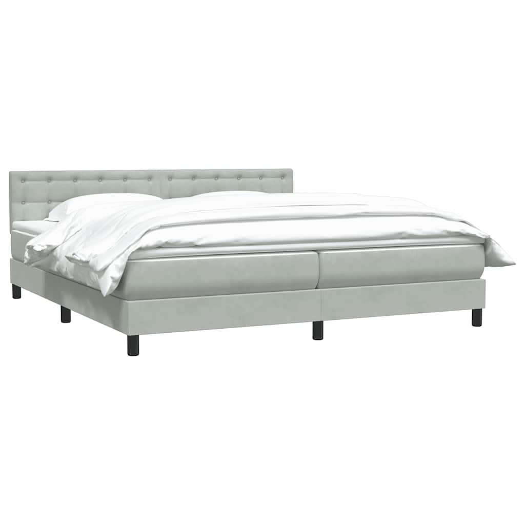 Box Spring κρεβάτι με στρώμα ανοιχτό γκρι 200x220 εκ. Βελούδινο