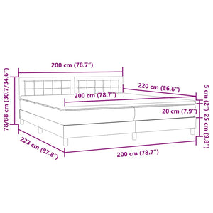 Box Spring κρεβάτι με στρώμα ανοιχτό γκρι 200x220 εκ. Βελούδινο - Pakobazaar