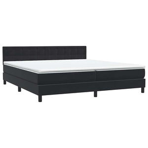 Box Spring Κρεβάτι με στρώμα Μαύρο 200x220 cm Βελούδινο - Pakobazaar