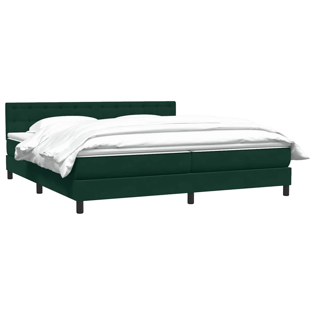 Box Spring Κρεβάτι με στρώμα Σκούρο πράσινο 200x220cm Βελούδινο - Pakobazaar