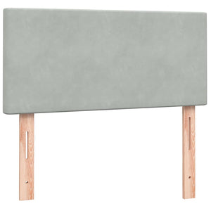 Κρεβάτι Boxspring με Στρώμα & LED Ανοιχτό Γκρι 80x210 εκ. Βελούδινο - Pakobazaar