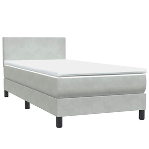 Κρεβάτι Boxspring με Στρώμα & LED Ανοιχτό Γκρι 100x210 εκ. Βελούδινο - Pakobazaar