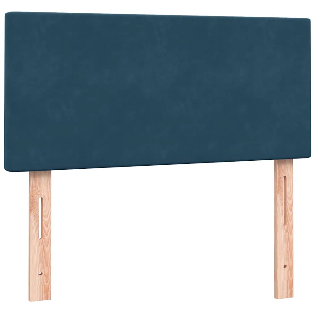 Κρεβάτι Boxspring με Στρώμα & LED Σκούρο Μπλε 100x210 εκ. Βελούδινο