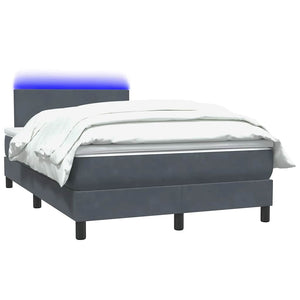 Κρεβάτι Boxspring με Στρώμα & LED Σκούρο Γκρι 120x210 εκ. Βελούδινο - Pakobazaar