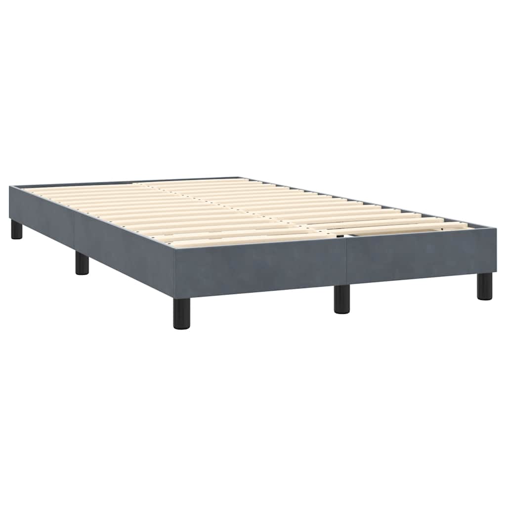 Κρεβάτι Boxspring με Στρώμα & LED Σκούρο Γκρι 120x210 εκ. Βελούδινο